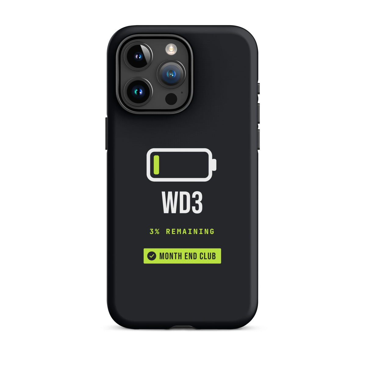 Low Battery WD3 Tough iPhone Case – iPhone 15 Pro Max, matte black