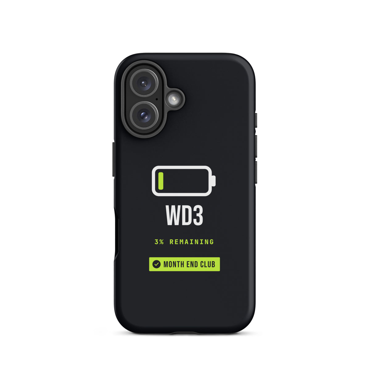 Low Battery WD3 Tough iPhone Case – iPhone 16, matte black