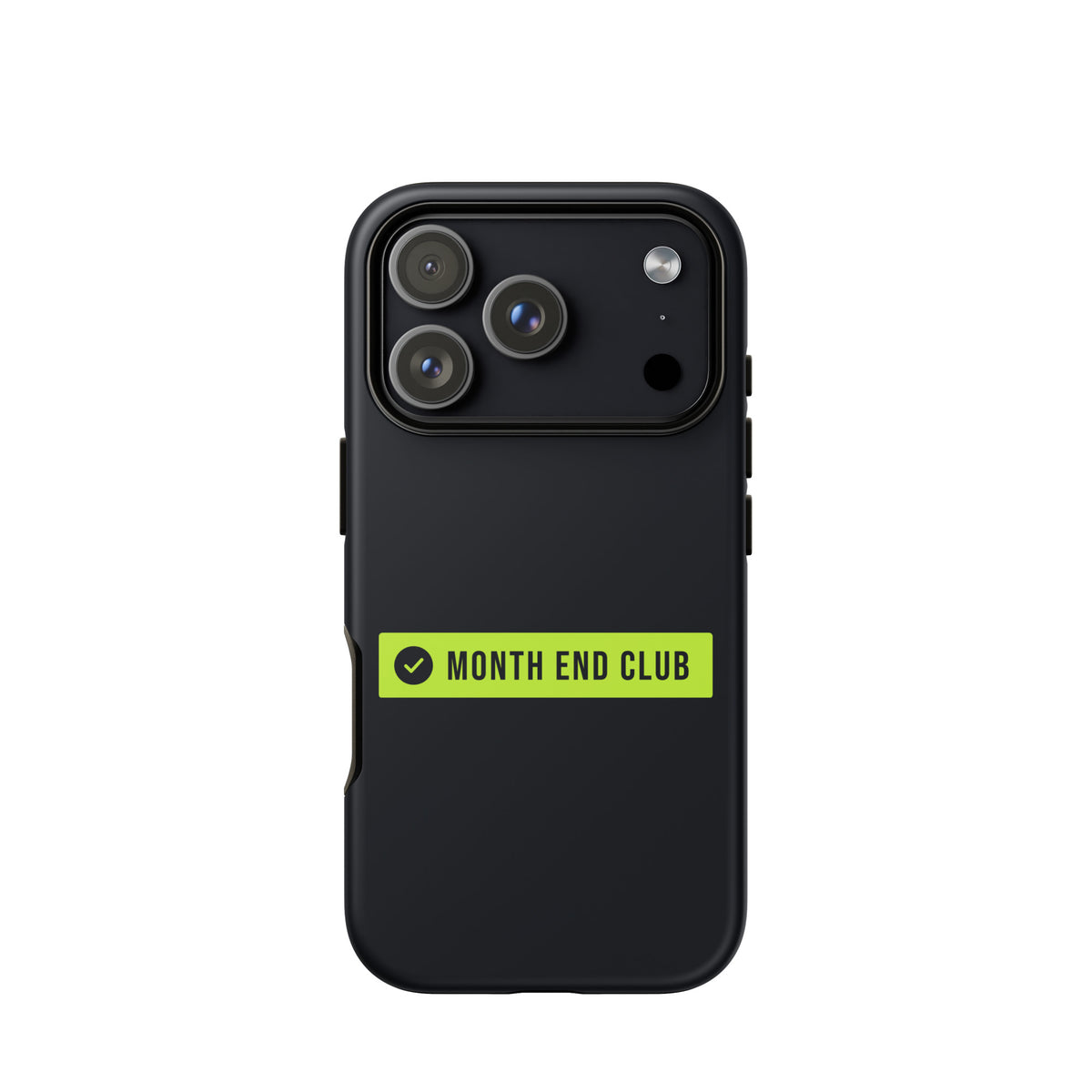 Month End Club Logo Tough iPhone Case – iPhone 17 Pro, matte black