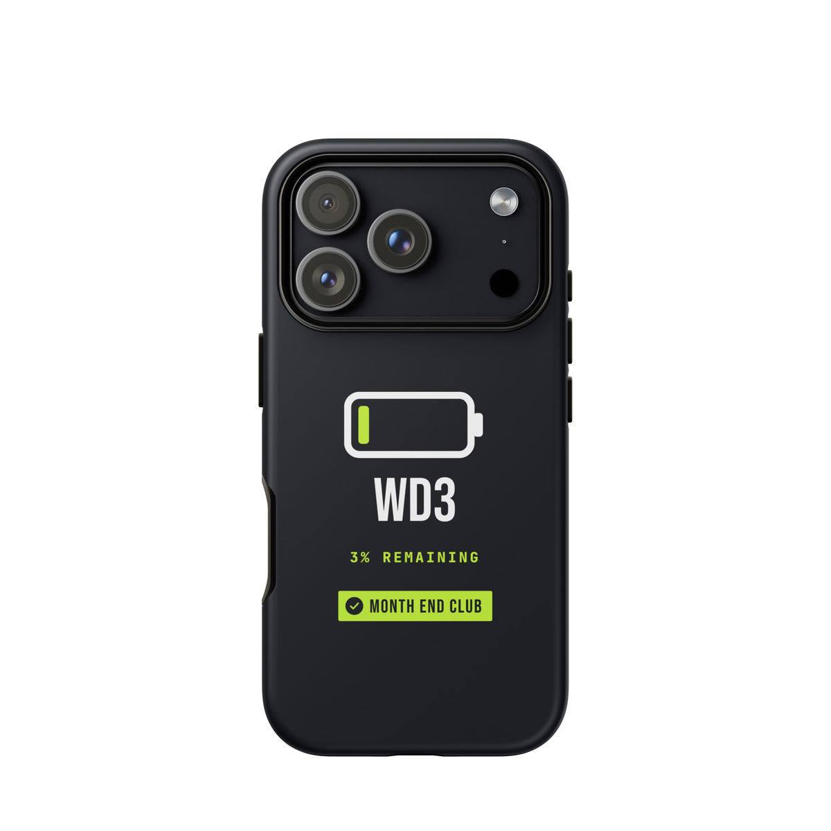 Low Battery WD3 Tough iPhone Case – iPhone 17 Pro, matte black