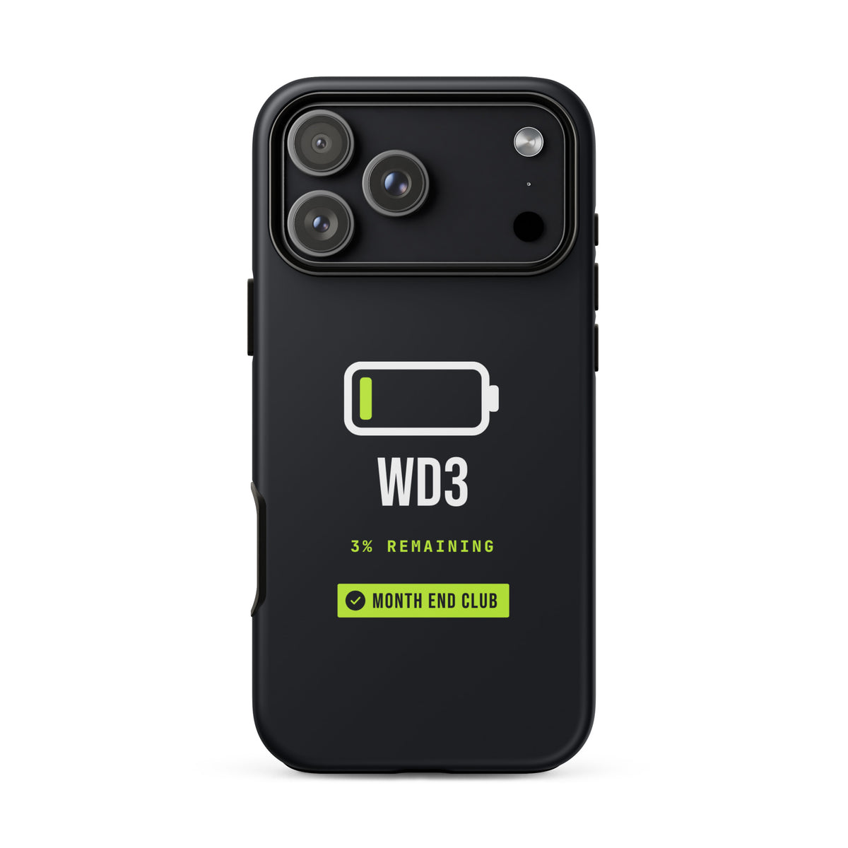 Low Battery WD3 Tough iPhone Case – iPhone 18 Pro Max, matte black