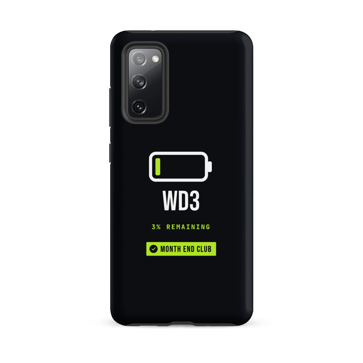 Low Battery WD3 Tough Samsung Case – Samsung Galaxy S20 FE, matte black