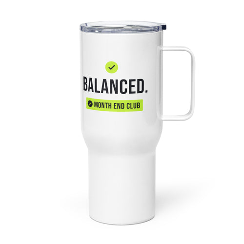 Balanced Travel Mug – white 739 ml travel mug, left side view