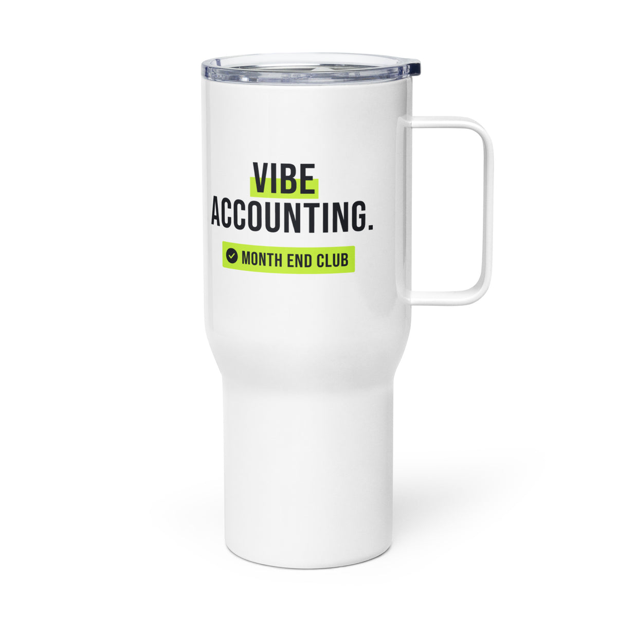 Vibe Accounting Travel Mug – white 739 ml travel mug, left side view