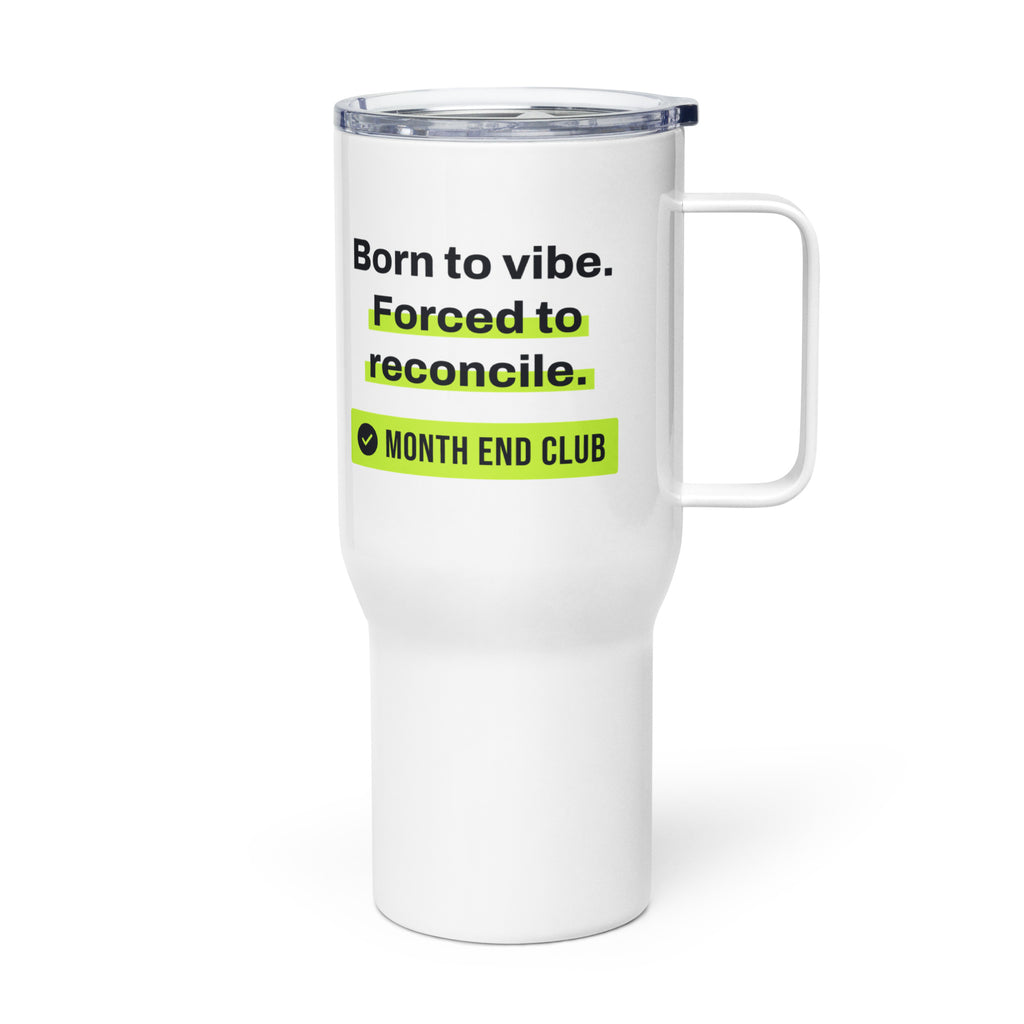 Born to Vibe Travel Mug – white 739 ml travel mug, left side view