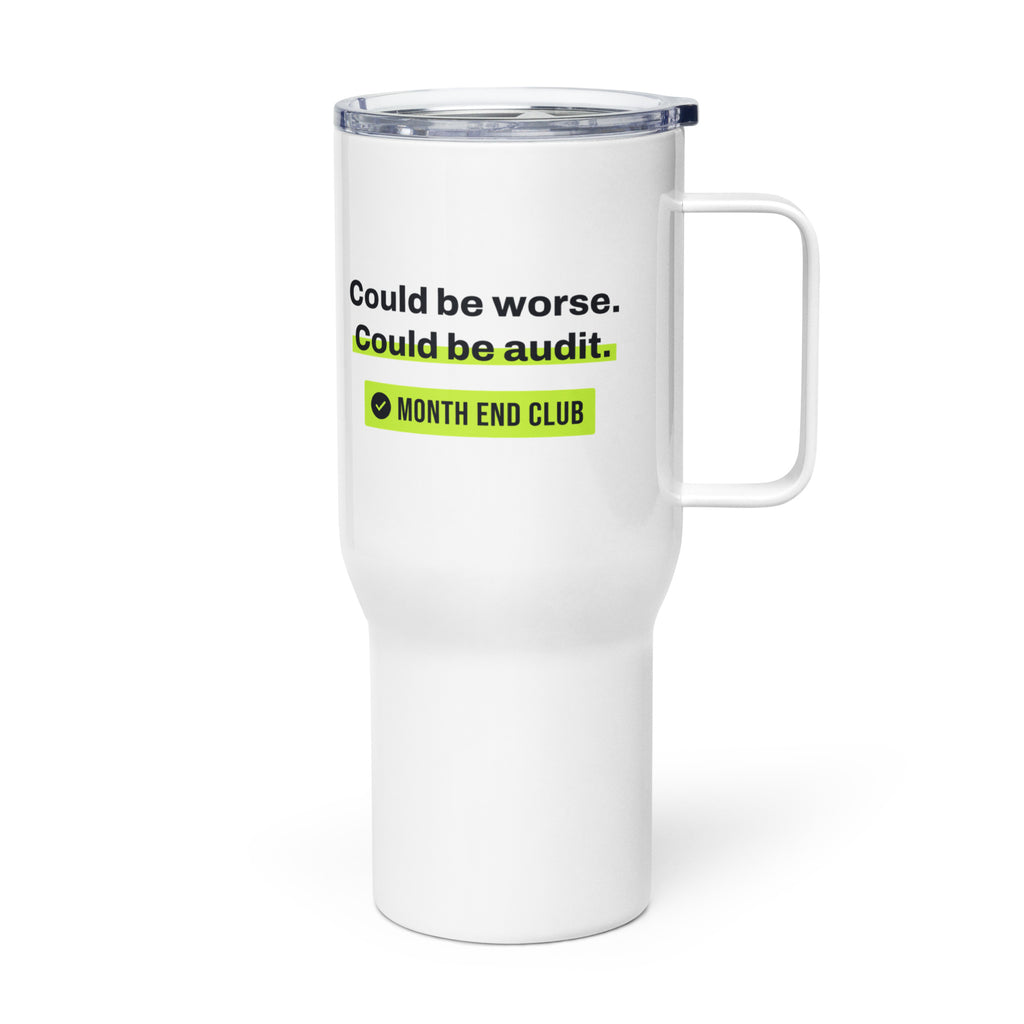 Could Be Audit Travel Mug – white 739 ml travel mug, left side view