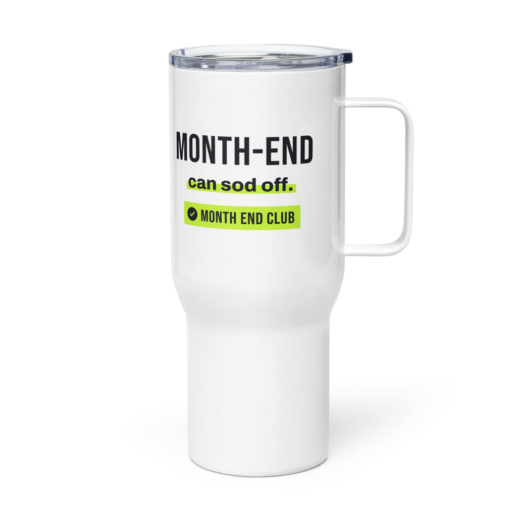 Month-End Can Sod Off Travel Mug – white 739 ml travel mug, left side view