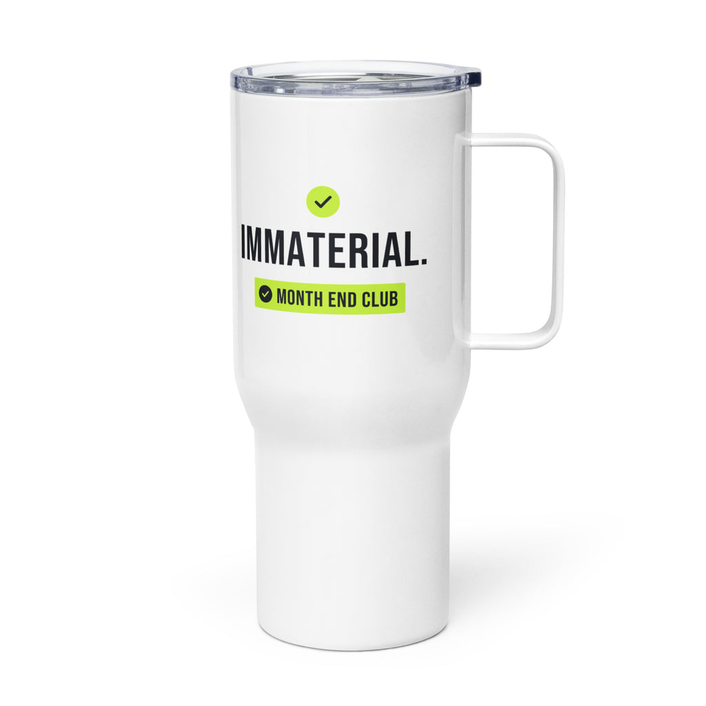 Immaterial Tick Travel Mug – white 739 ml travel mug, left side view
