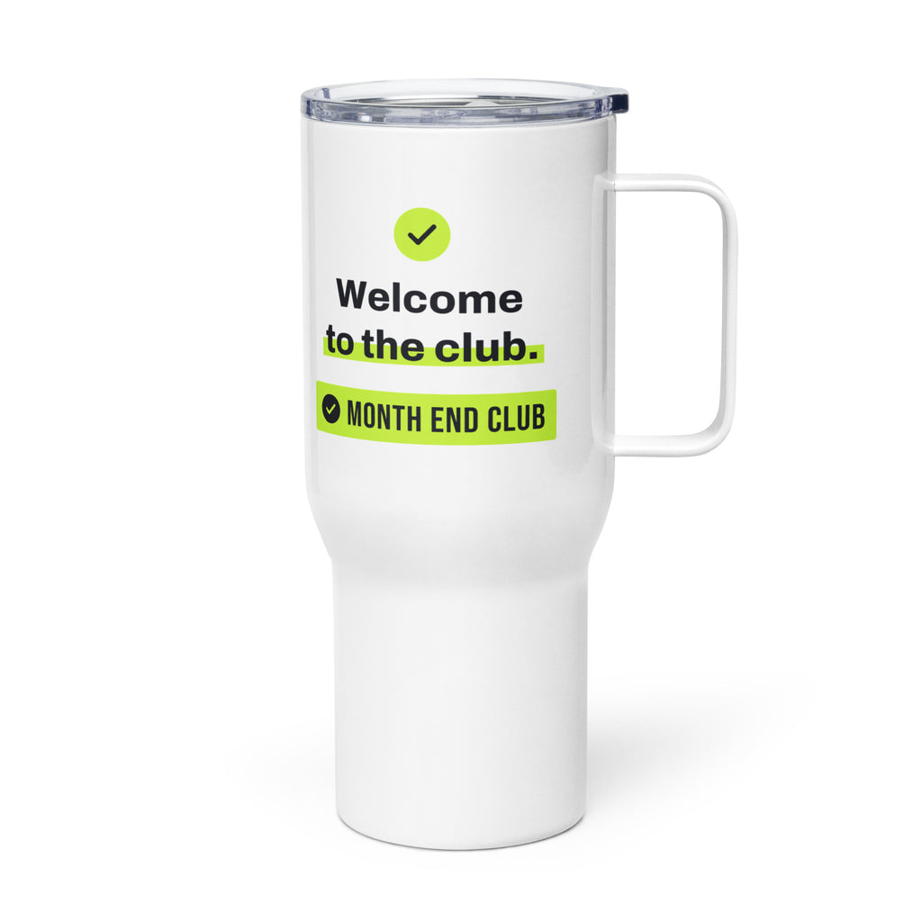 Welcome to the Club Travel Mug – white 739 ml travel mug, left side view