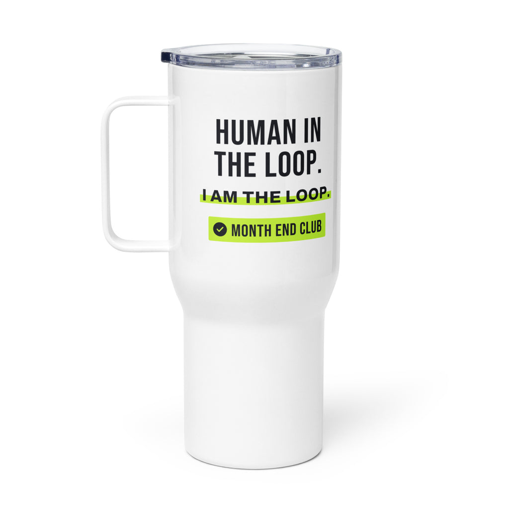 Human in the Loop Travel Mug – white 739 ml travel mug, right side view