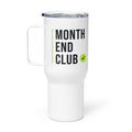 Month End Club Stacked Logo Travel Mug – white 739 ml travel mug, right side view