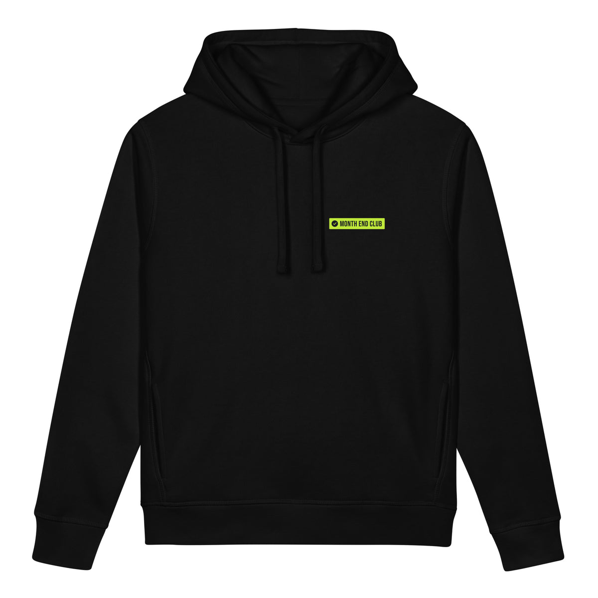 Month End Club Logo Hoodie – Black, front
