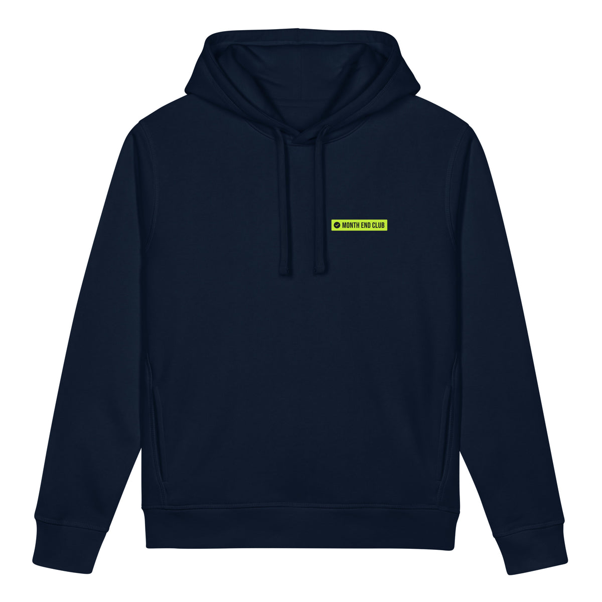 Month End Club Logo Hoodie – French Navy, front