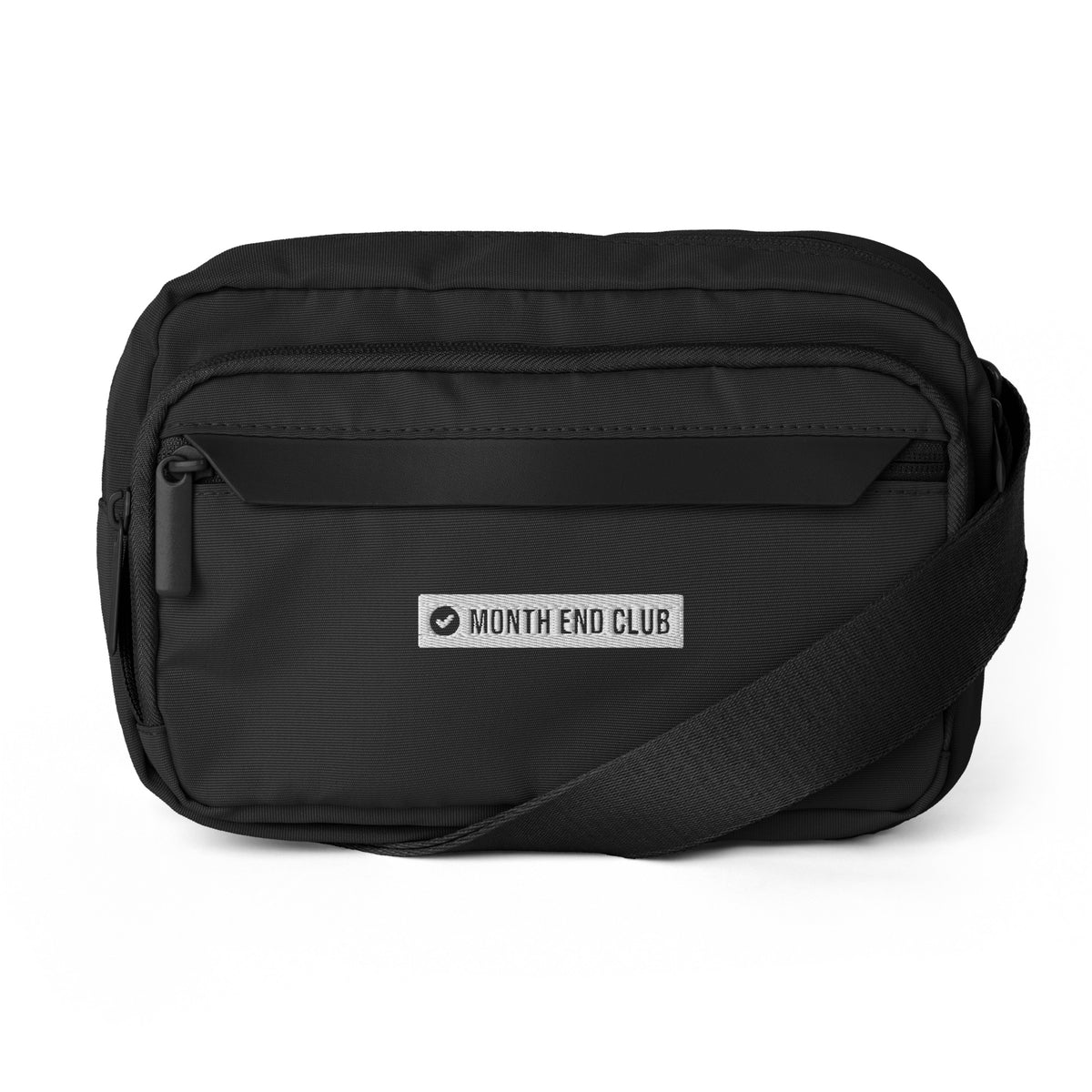 Embroidered Logo Urban Crossbody Bag – Black, front