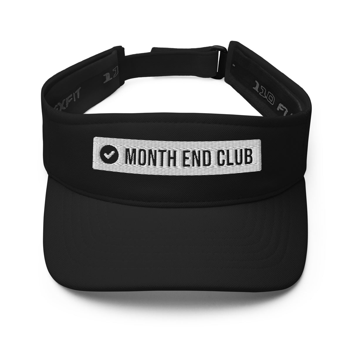 Month End Club Logo Visor – Black, front with embroidered logo