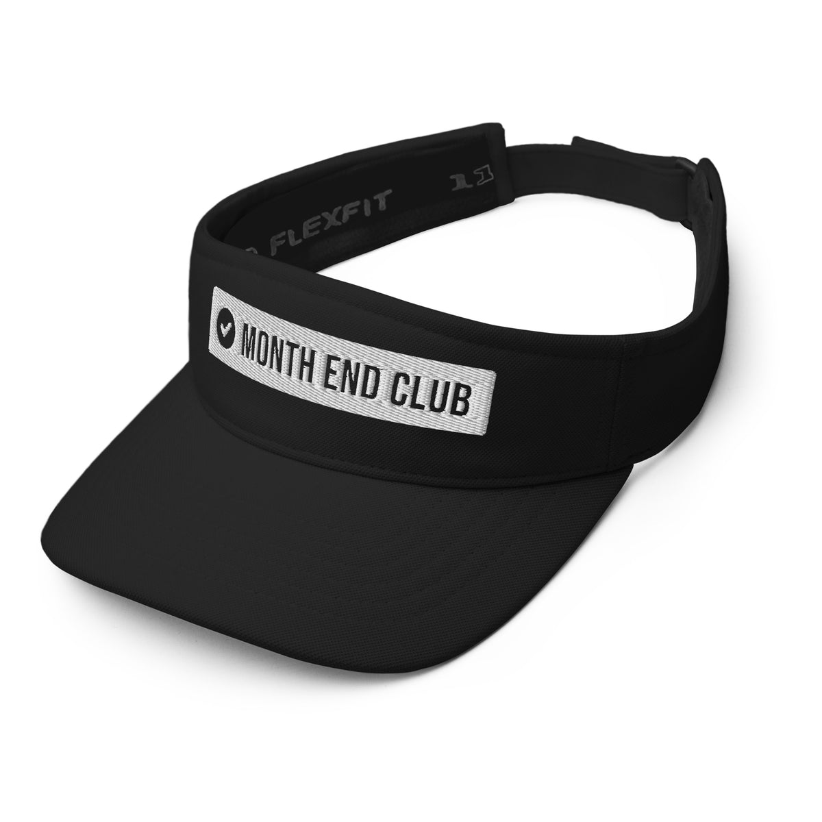 Month End Club Logo Visor – Black, angled front view