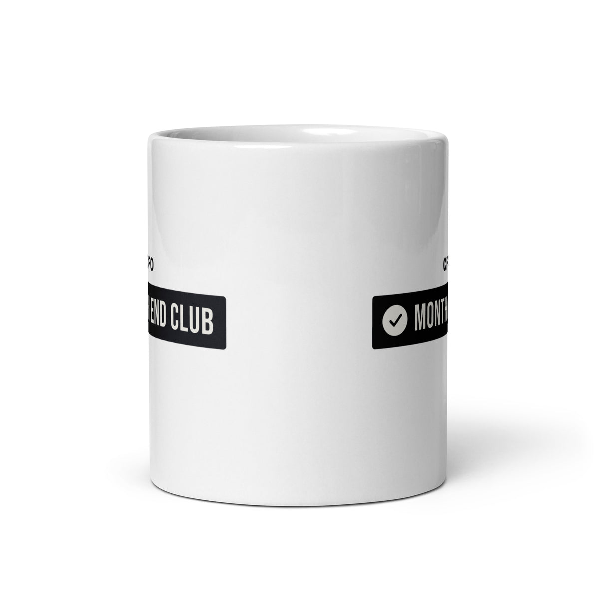 Month End Club Team Mug – CFO, Black only print – white 11oz mug – front view
