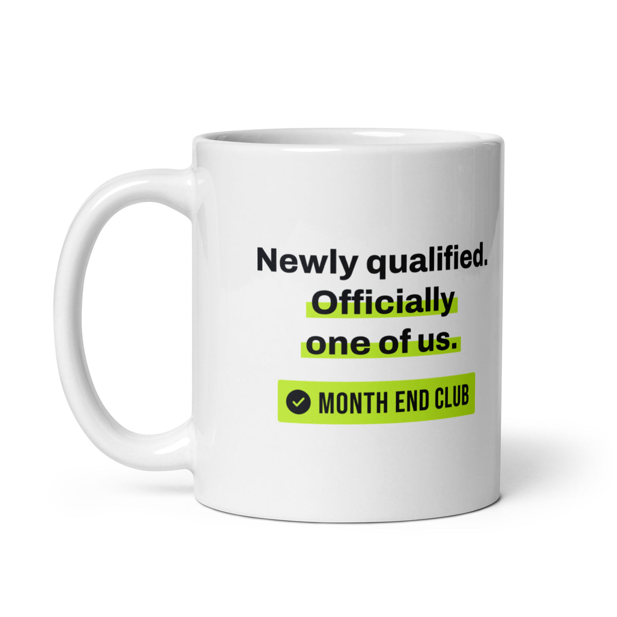 Newly Qualified Mug – white 11oz mug, handle on left