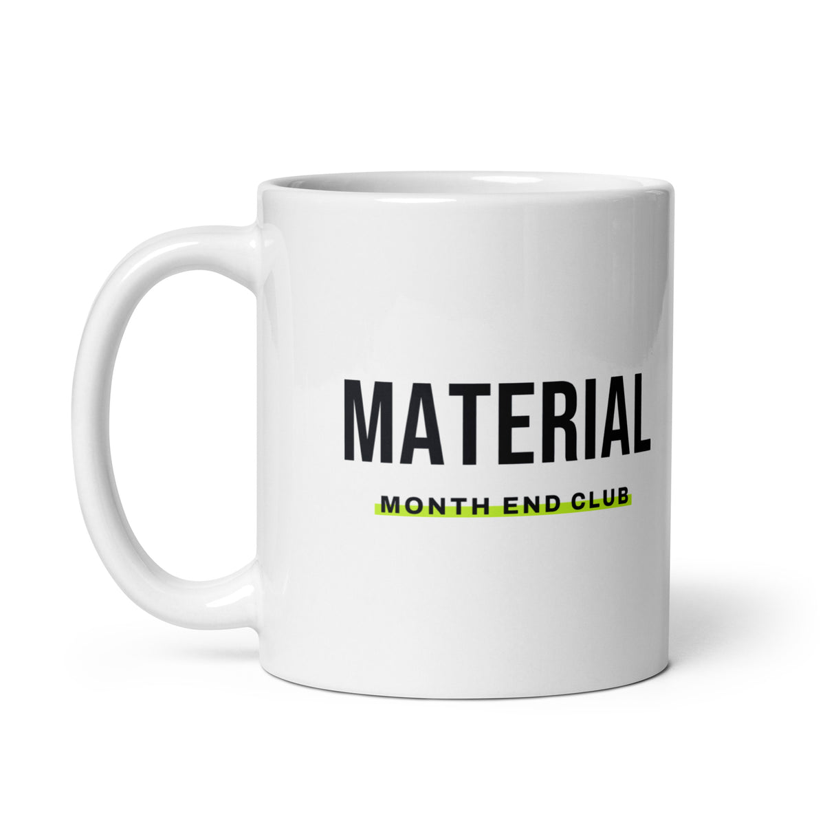 Material Mug – white 11oz mug, handle on left