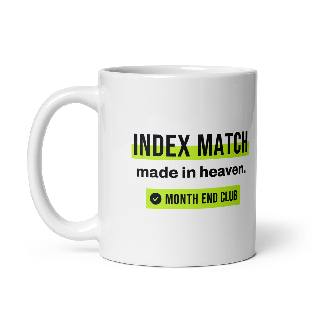 INDEX MATCH Made in Heaven Mug – white 11oz mug, handle on left