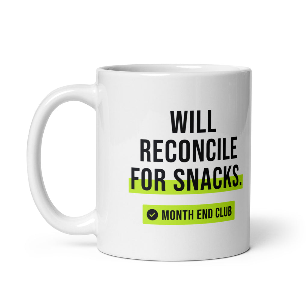Will Reconcile for Snacks Mug – white 11oz mug, handle on left
