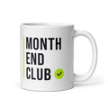 Month End Club Stacked Logo Mug – white 11oz mug, handle on right