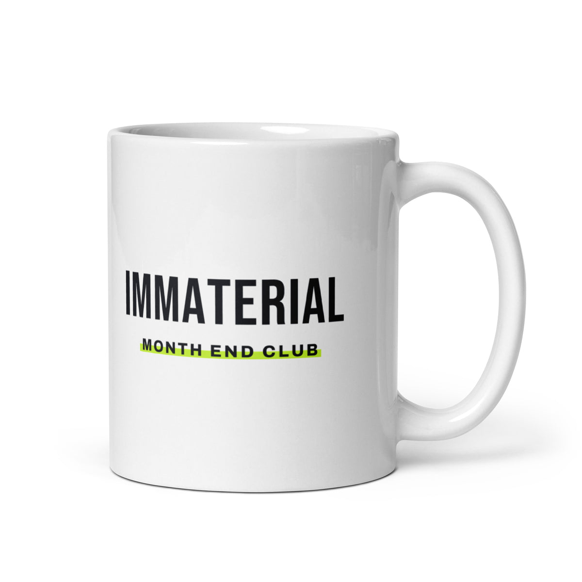 Immaterial Mug – white 11oz mug, handle on right