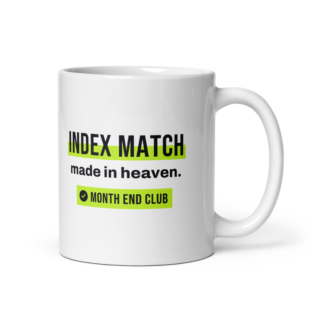 INDEX MATCH Made in Heaven Mug – white 11oz mug, handle on right