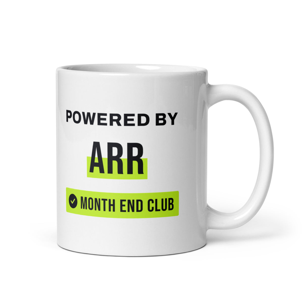 Powered by ARR Mug – white 11oz mug, handle on right