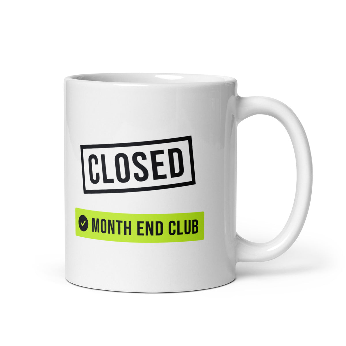 Closed Stamp Mug – white 11oz mug, handle on right