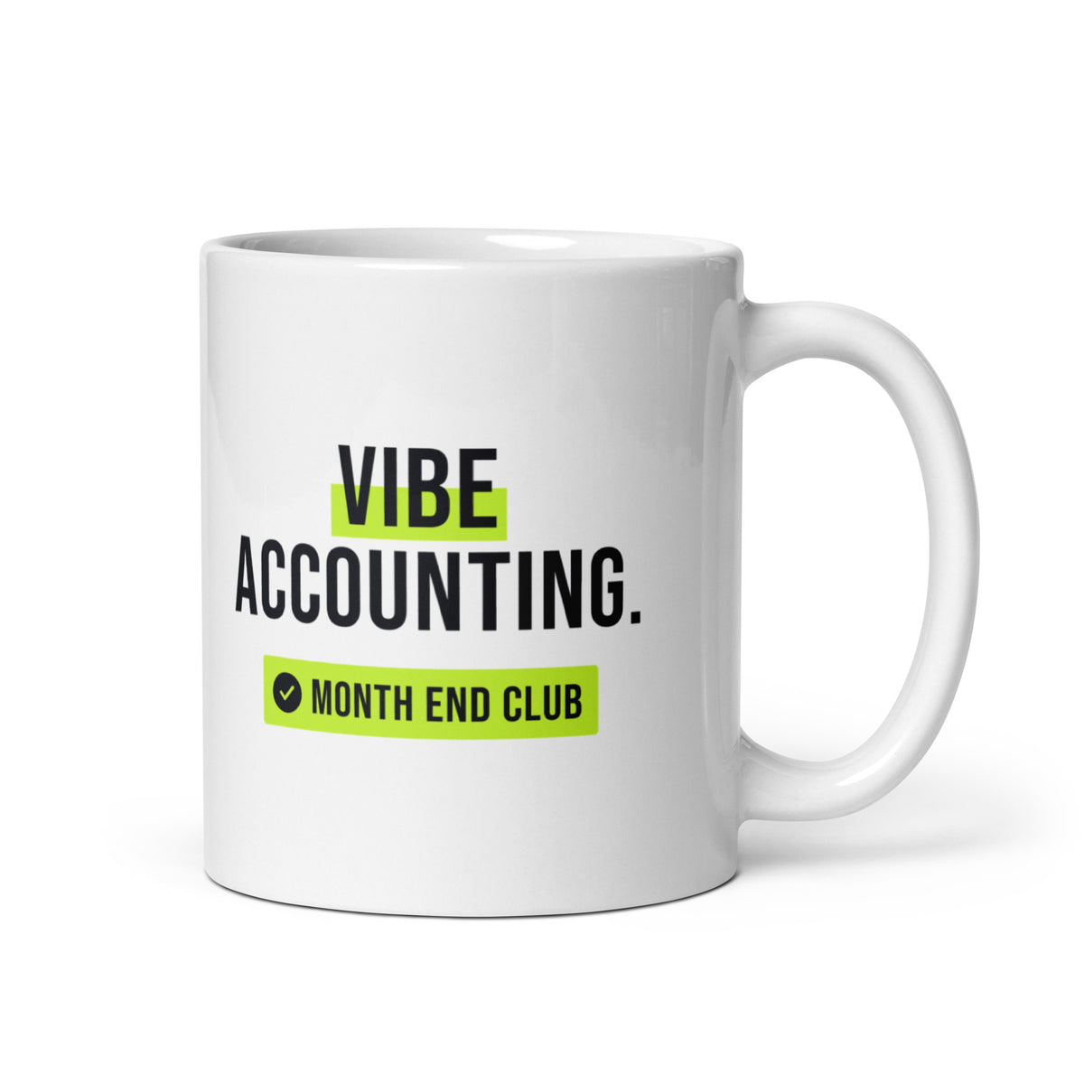 Vibe Accounting Mug – white 11oz mug, handle on right