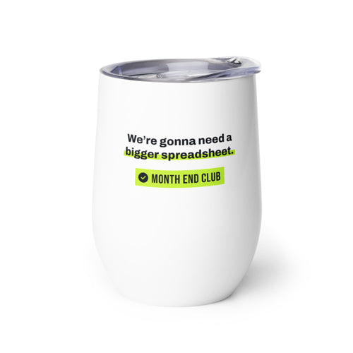 Bigger Spreadsheet Wine Tumbler – white wine tumbler, left side view