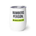 Numbers Person Wine Tumbler – white wine tumbler, left side view