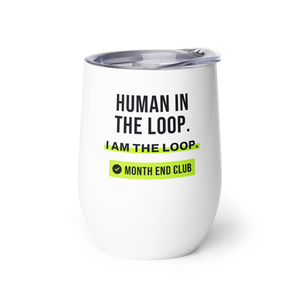 Human in the Loop Wine Tumbler – white wine tumbler, left side view