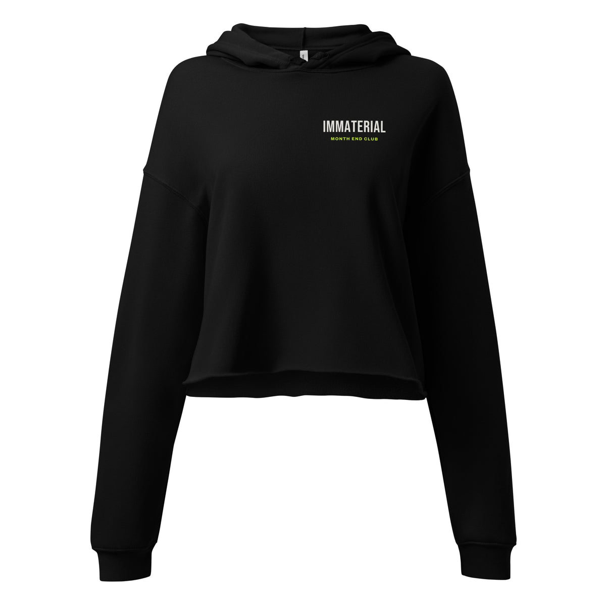 Immaterial Cropped Hoodie – Black, front