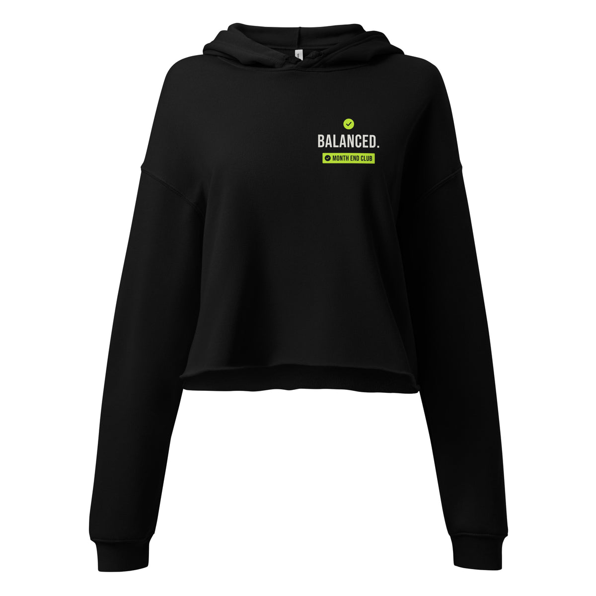 Balanced Cropped Hoodie – Black, front