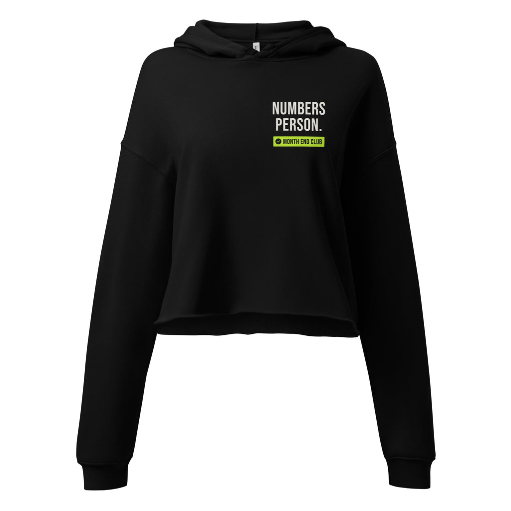 Numbers Person Cropped Hoodie – Black, front