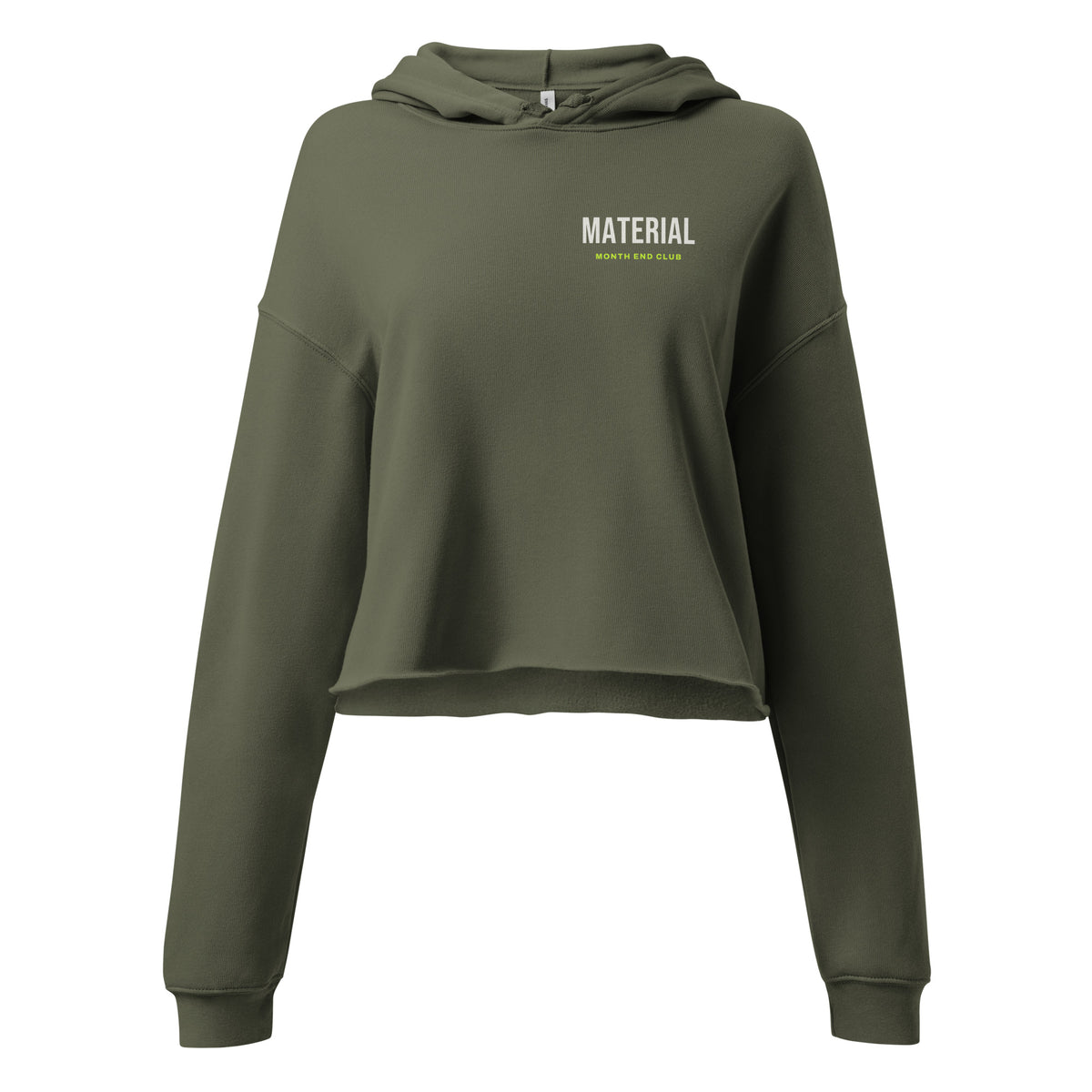 Material Cropped Hoodie – Military Green, front