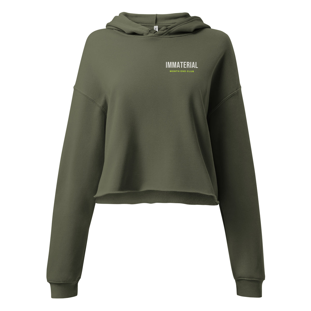 Immaterial Cropped Hoodie – Military Green, front
