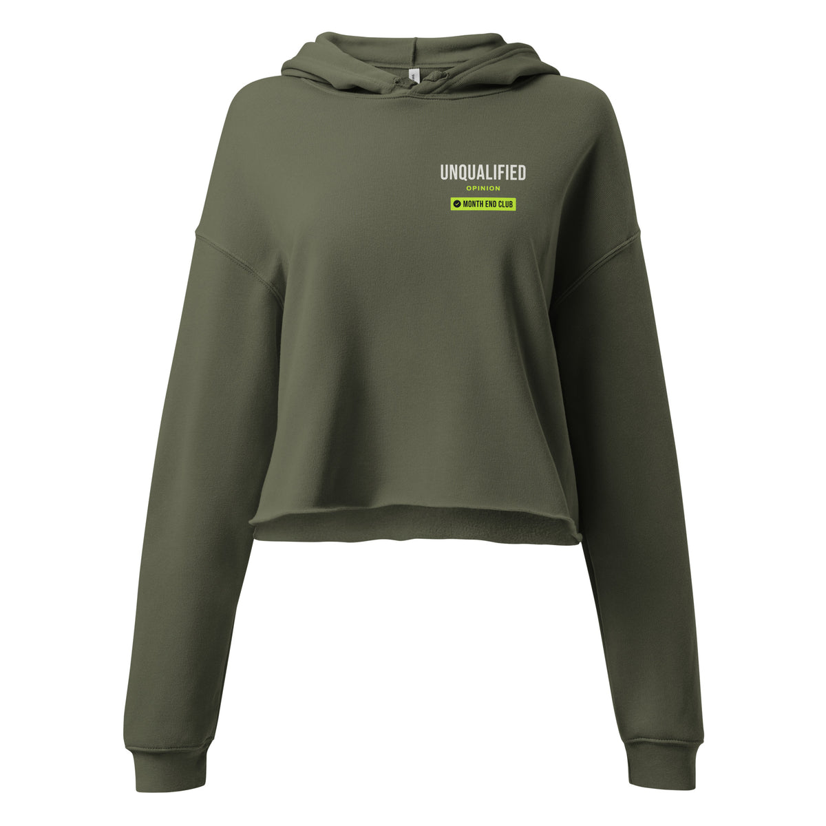 Unqualified Cropped Hoodie – Military Green, front