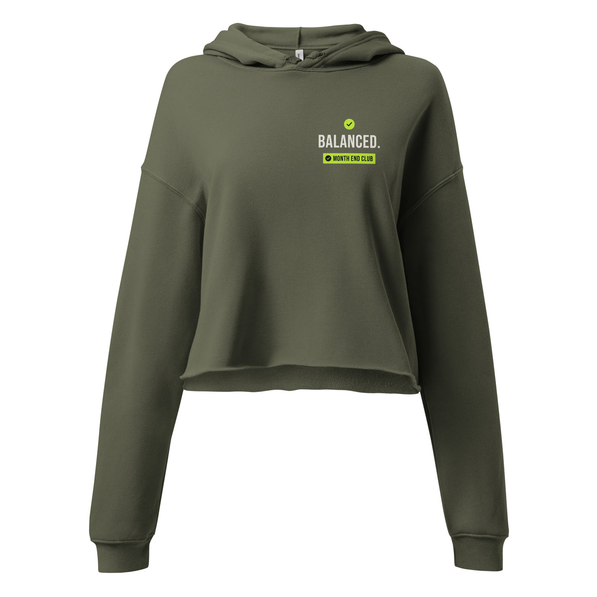 Balanced Cropped Hoodie – Military Green, front