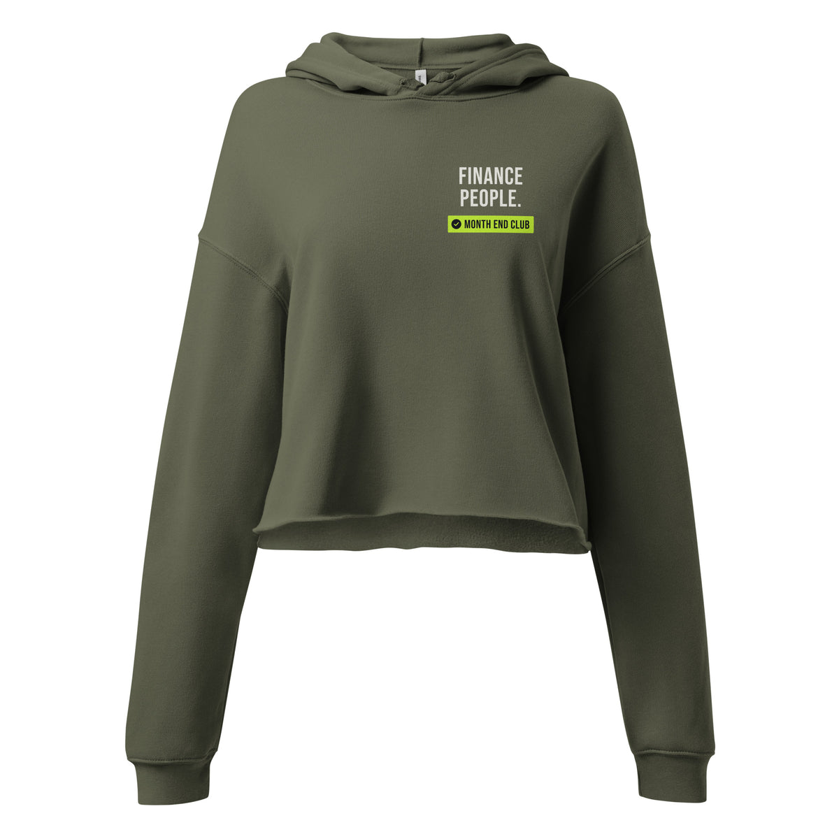Finance People Cropped Hoodie – Military Green, front