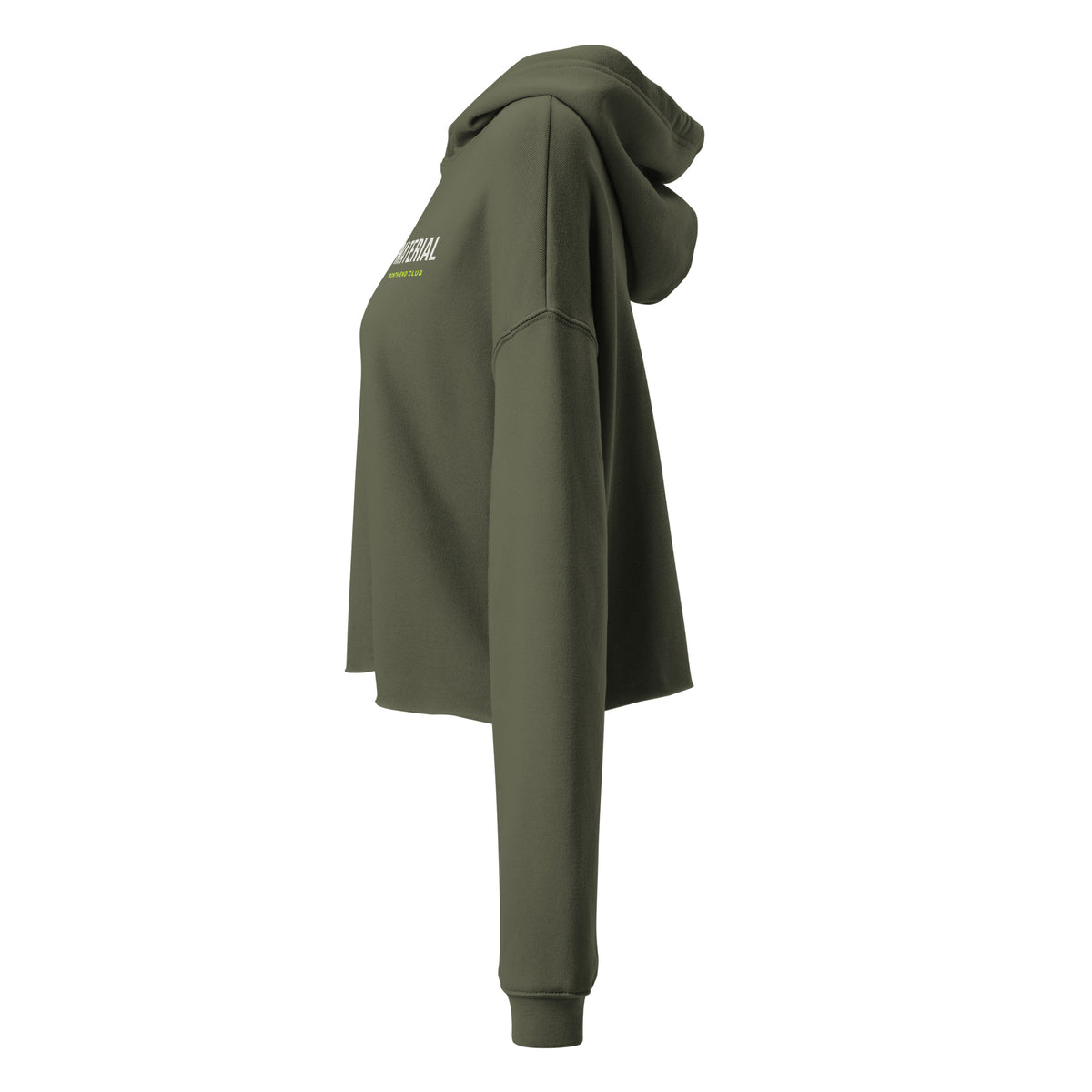Material Cropped Hoodie – Military Green, left side