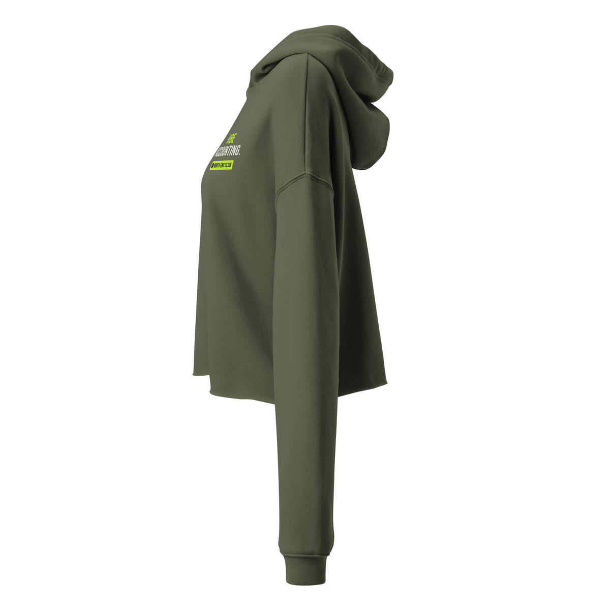 Vibe Accounting Cropped Hoodie – Military Green, left side